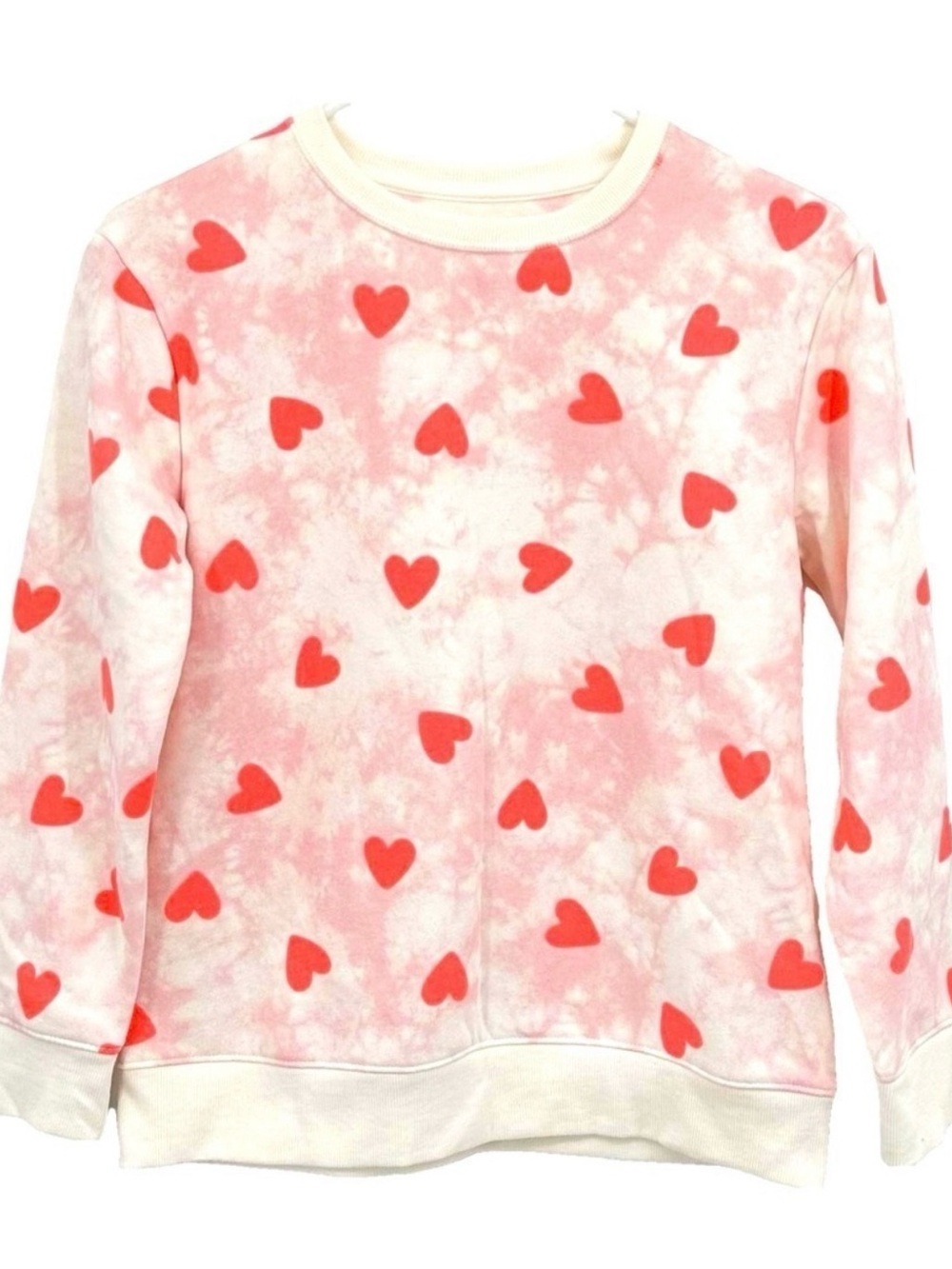 Cat & Jack Girl's Heart Patterned Pink Tie-Dye Sweatshirt